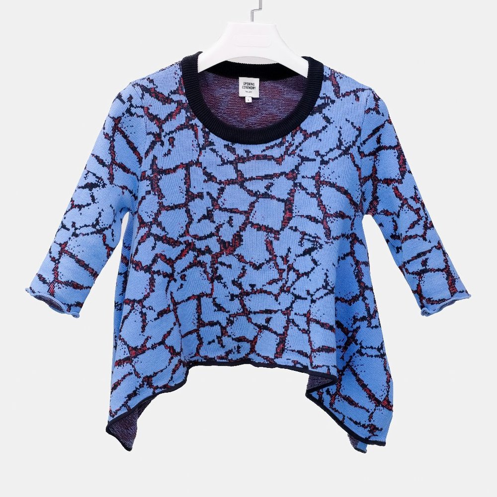 Opening Ceremony Blue Knit Handkerchief Hem Sweater